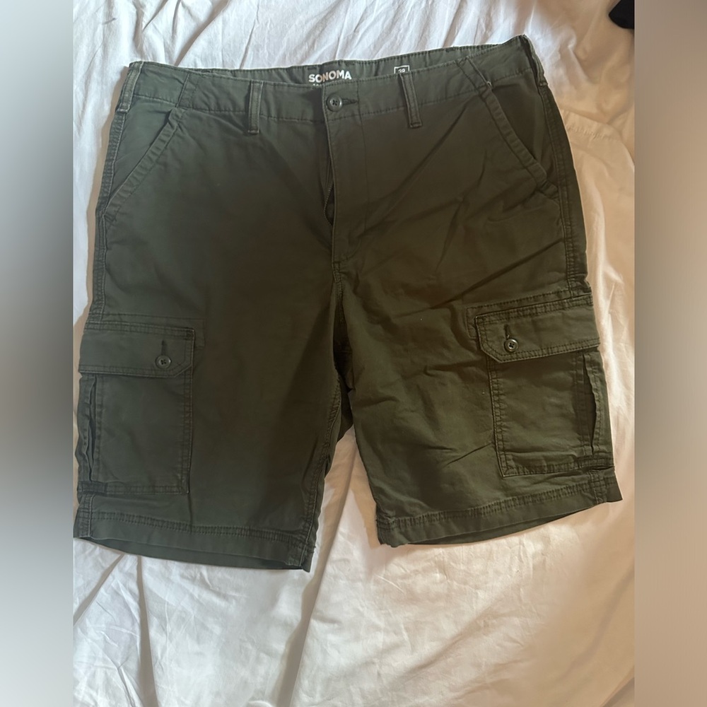 Sonoma Green Cargo Shorts Durable Cotton Blend